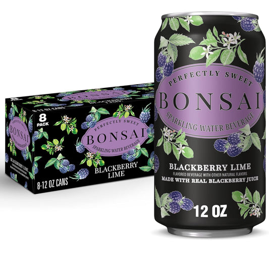 Bonsai Blackberry Lime Sweetened Sparkling Water, 12 fl oz cans, 8 pack