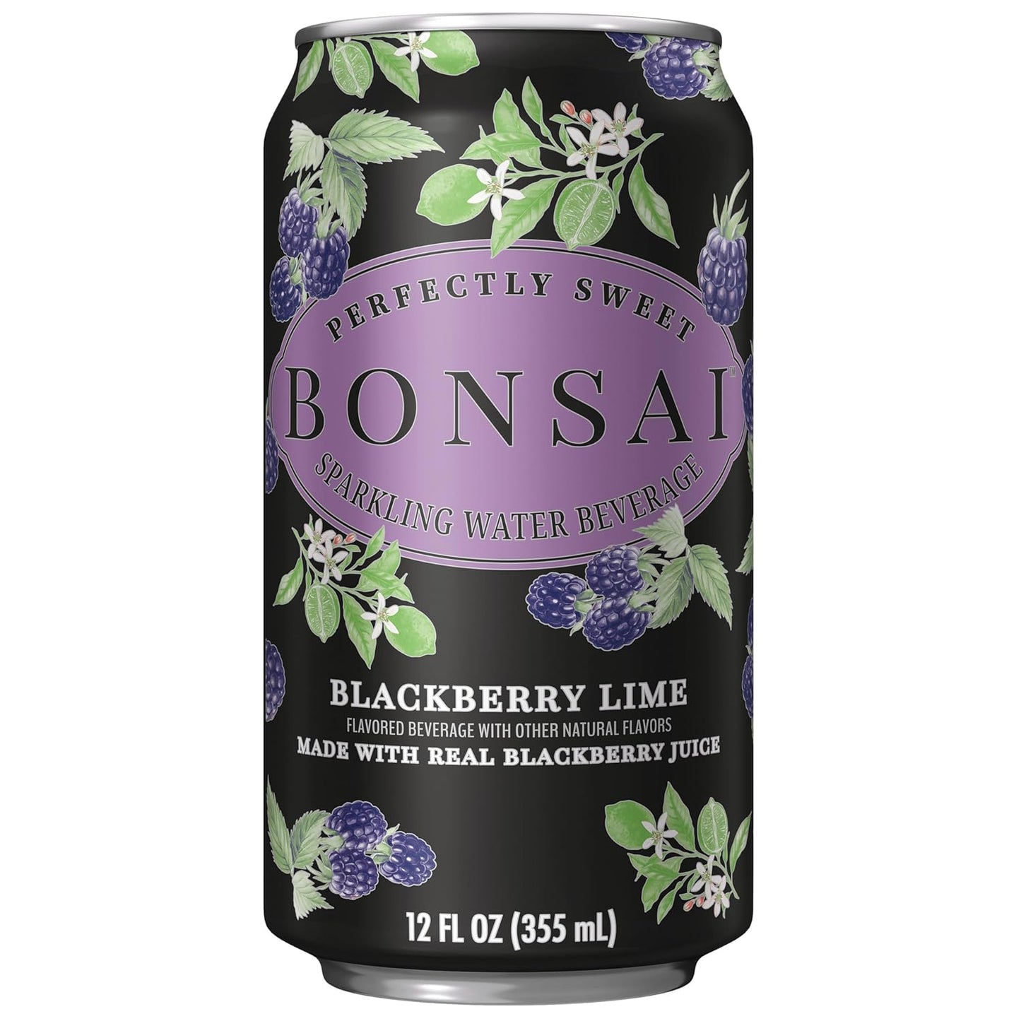 Bonsai Blackberry Lime Sweetened Sparkling Water, 12 fl oz cans, 8 pack