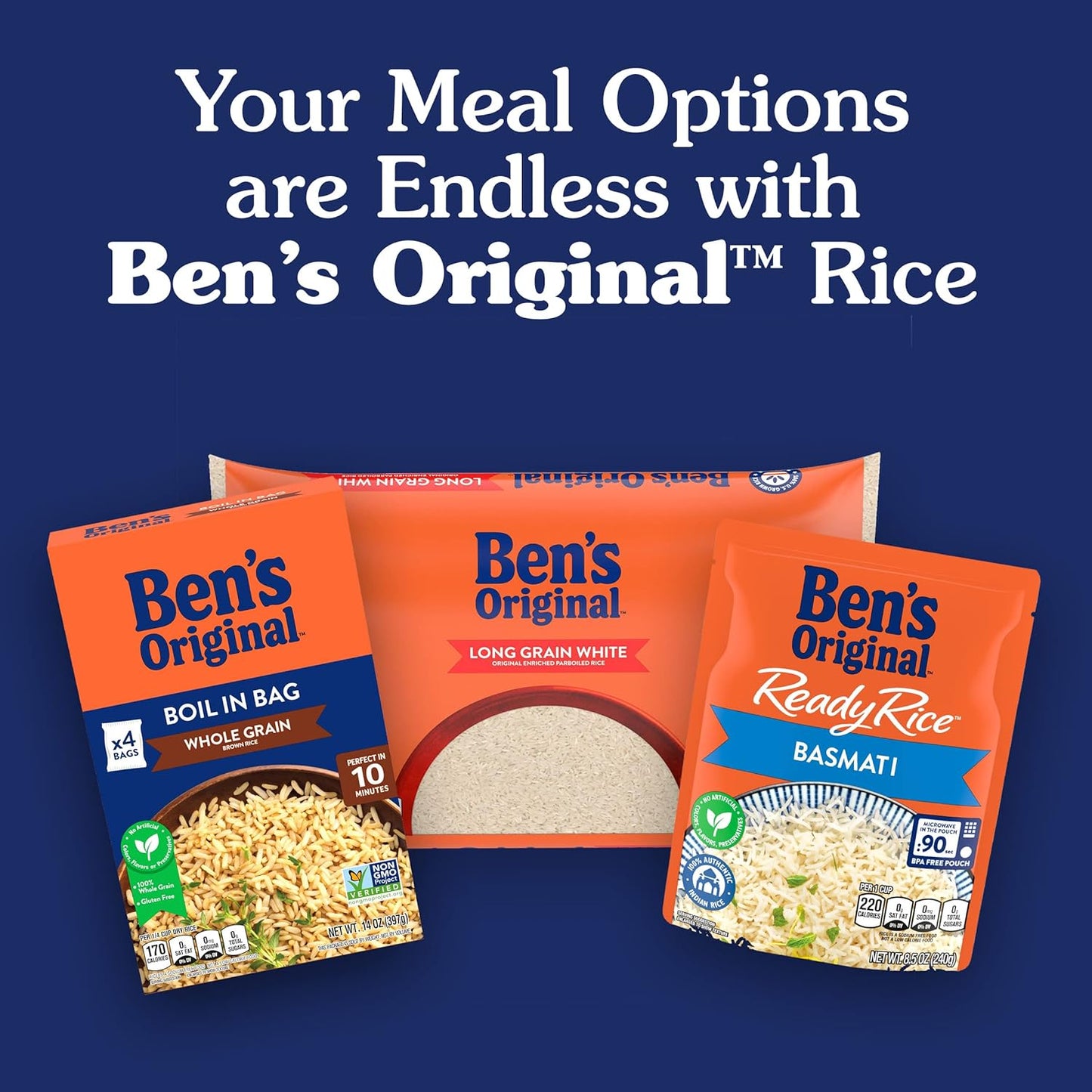 BEN'S ORIGINAL Enriched Long Grain White Rice, Parboiled Rice, 5 lb Bag