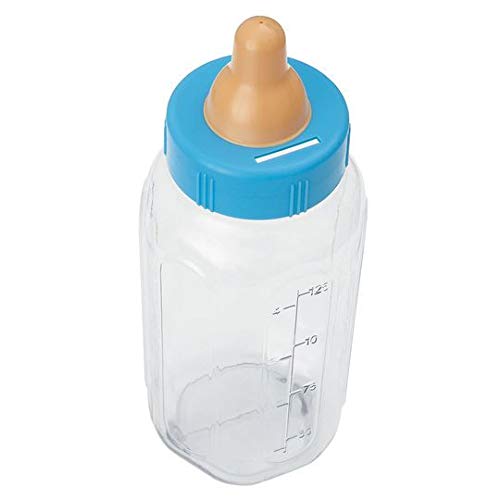 Blue Plastic Baby Bottle Bank, 11in